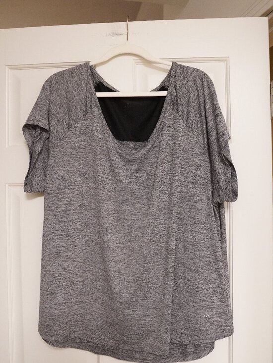 Marika Tops - Marika Gray Heather Mesh Back Active Tee Plus Size Athleisure